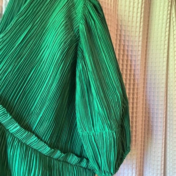 Anthropologie Elegant Green Pleated Dress - Picture 3 of 5